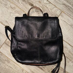 Black Fossil Leather Backpack/ SOLD!!!!!!